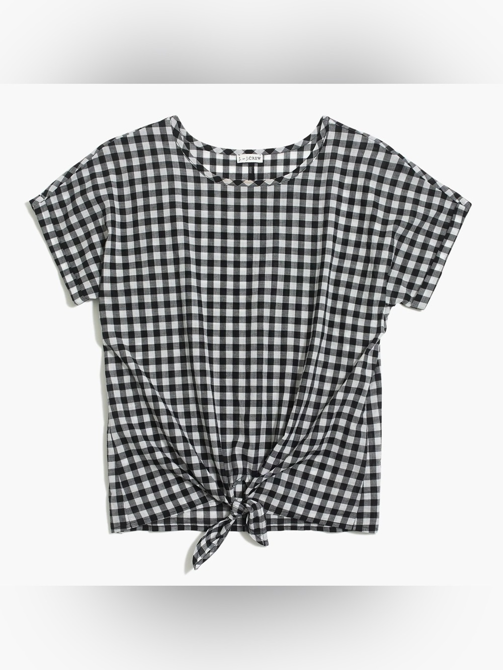 J by J. crew tie-Front Gingham Tee - Black & White small
